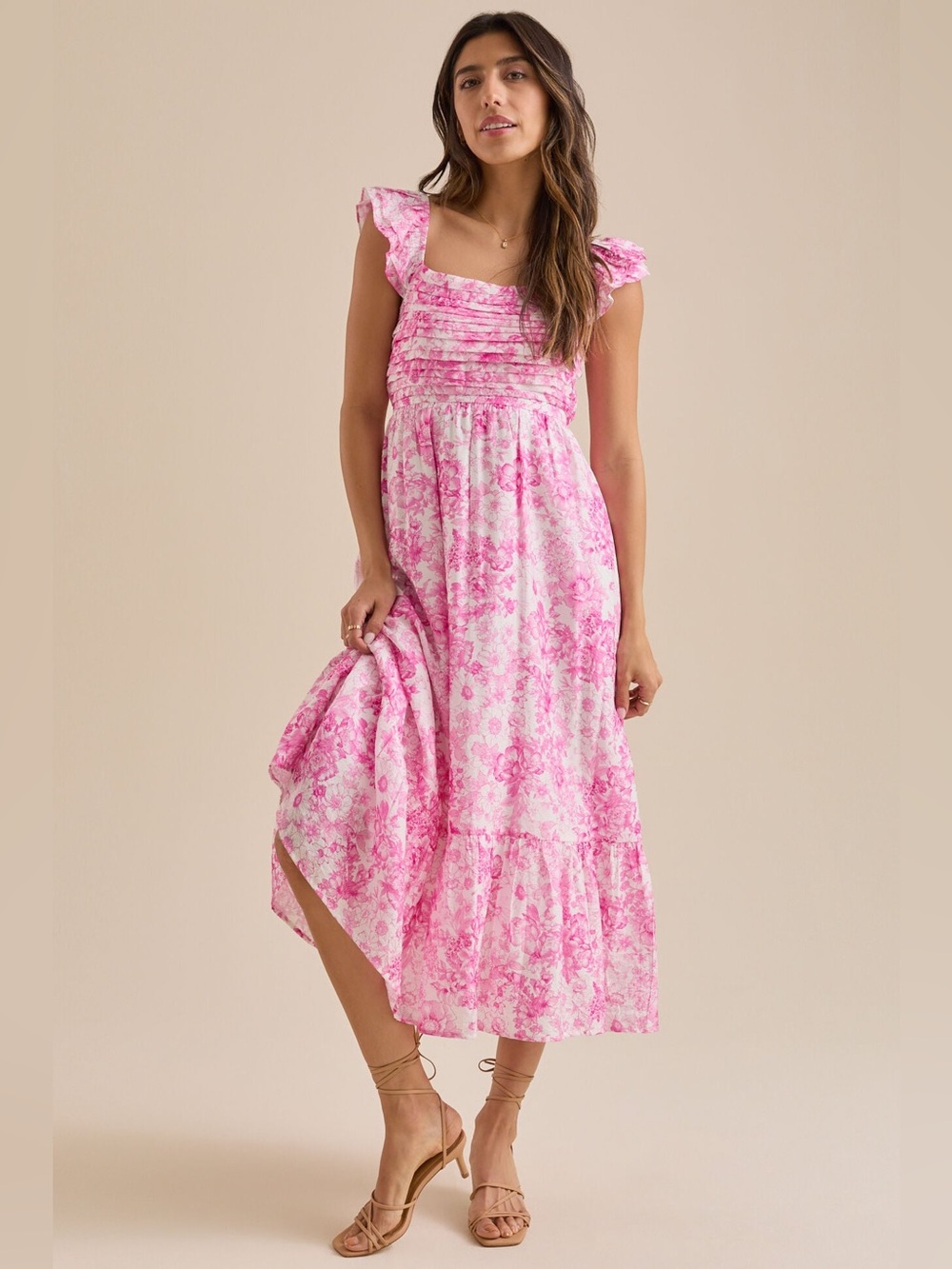 Altar'd State Pink Floral Kyler Maxi Dress Women’s Large
